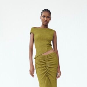 Zara Mustard Textured Top